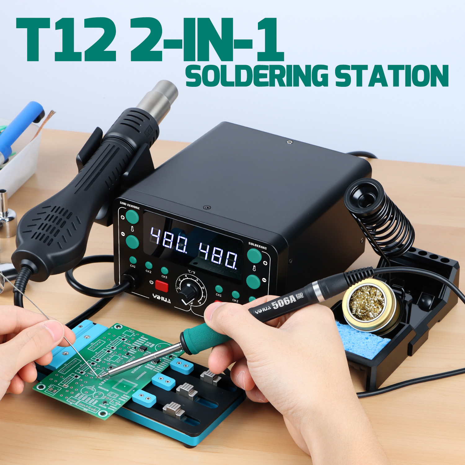 Hot Air Rework Station T12 - Stazione di Saldatura 902D-IV 775W T12