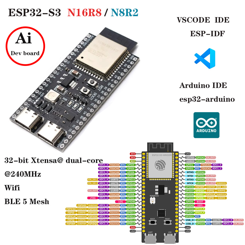 Esp32 S3 Development Board Lot - Schede di Sviluppo ESP32-S3 con Kit